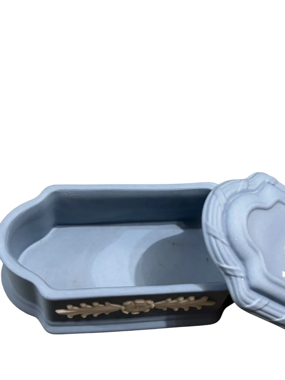 Wedgewood Portland Blue Jasperware Rectangular Lidded Trinket Box
